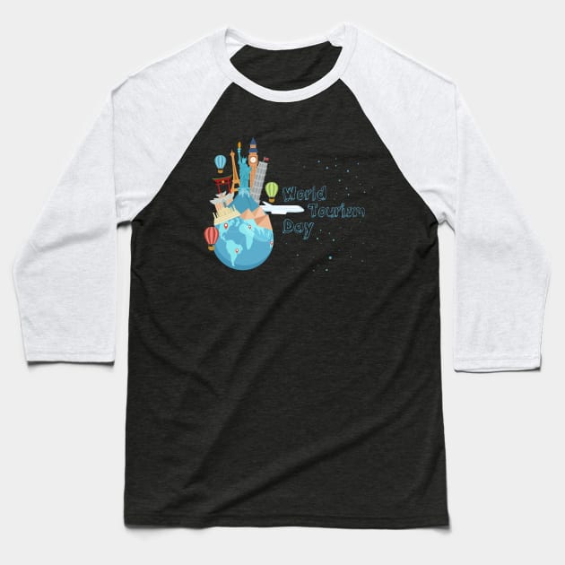 World Tourism Day - Love To Travel Across The World Baseball T-Shirt by mangobanana